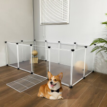 12 Panels Portable Clear Pet Playpen Fence with Door