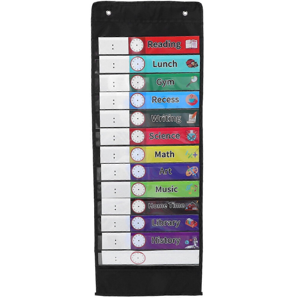 Photos - Educational Toy  1 Set Daily Schedule Pocket Chart Class Schedule Calendar Hanging Bag Schedule Hanging Bag(Black, One size)