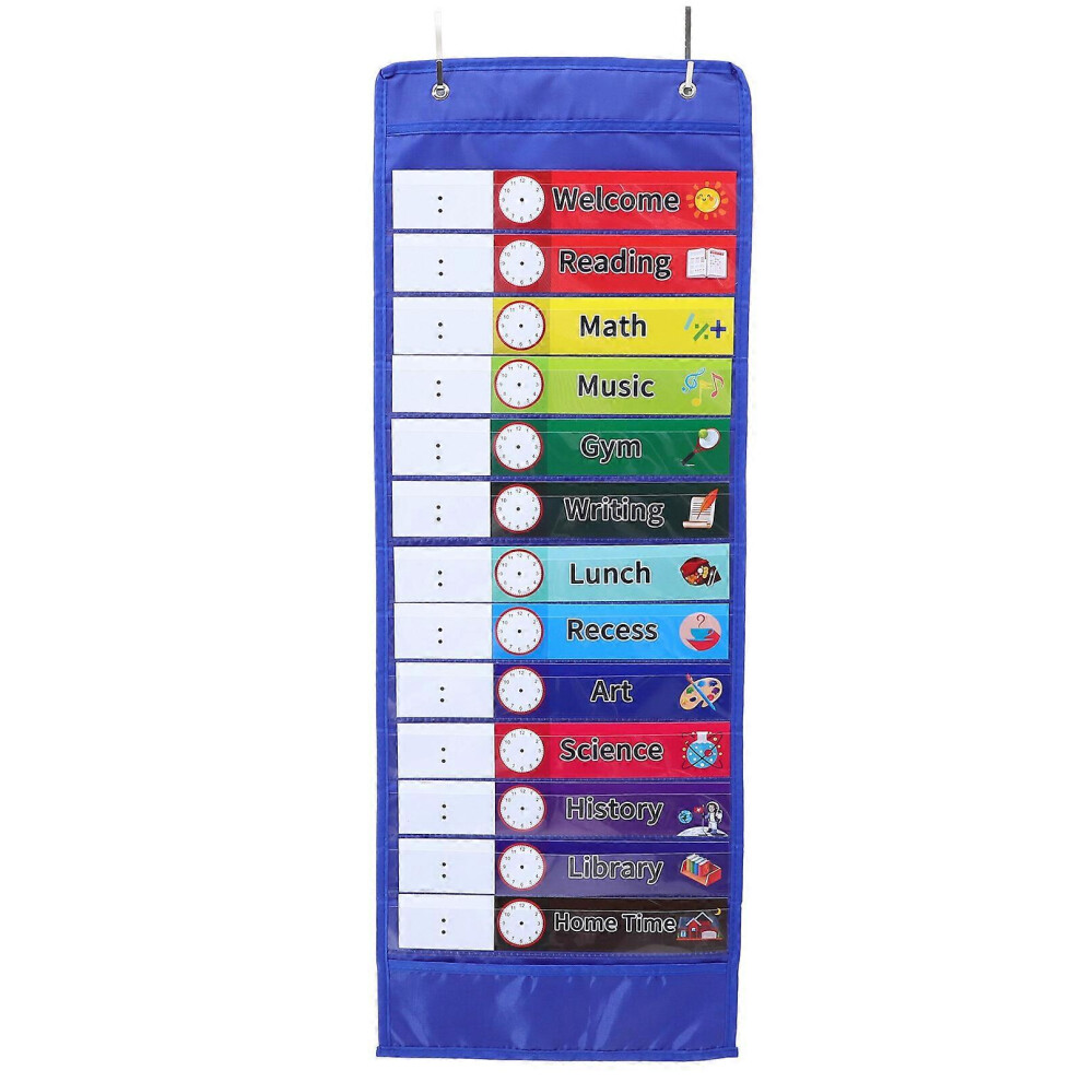 Photos - Educational Toy  1 Set Daily Schedule Pocket Chart Class Schedule Calendar Hanging Bag Schedule Hanging Bag(Blue, One size)