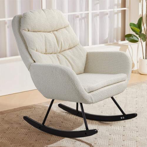 Living And Home Teddy Fleece Upholstered Rocking Chair 1
