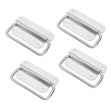 (As show, One size) Folding Handles Stainless Steel Pull, Metal Door Puller Handle, For Tool Box, Cabinet Door, Hatch (4 Pieces)