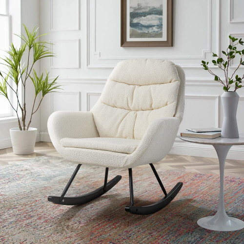 Living And Home Teddy Fleece Upholstered Rocking Chair