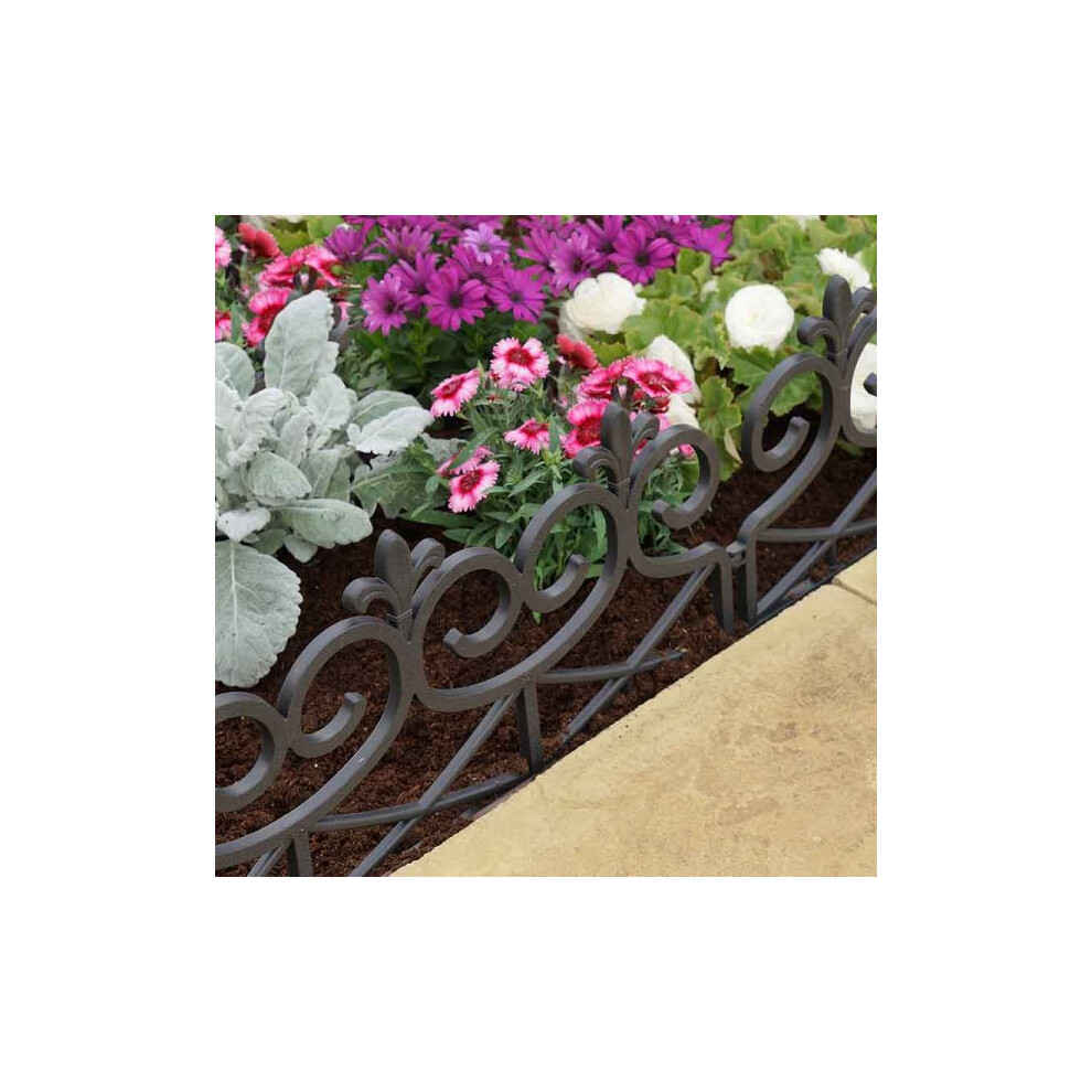4 x Garden Edging Outdoor Scroll Fence Path Border Lawn 2.4m 7020008