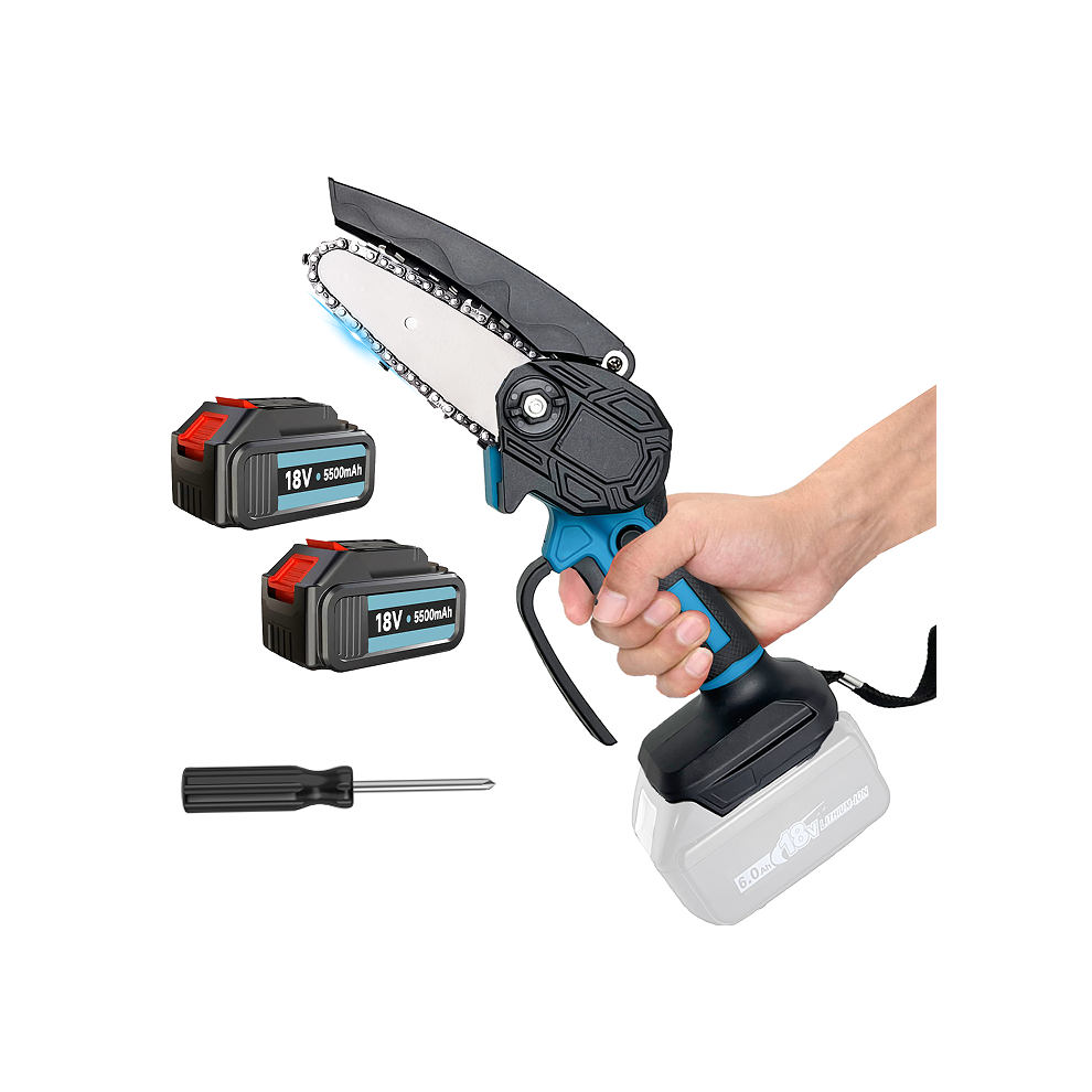 Mini Chainsaw, 4 Inch Electric Branch Saw,2x 5.5A Battery，Compatible with Makita Battery
