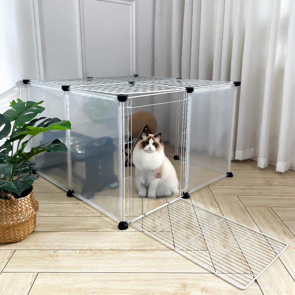 12 Panels Portable Clear Pet Playpen Fence with Door