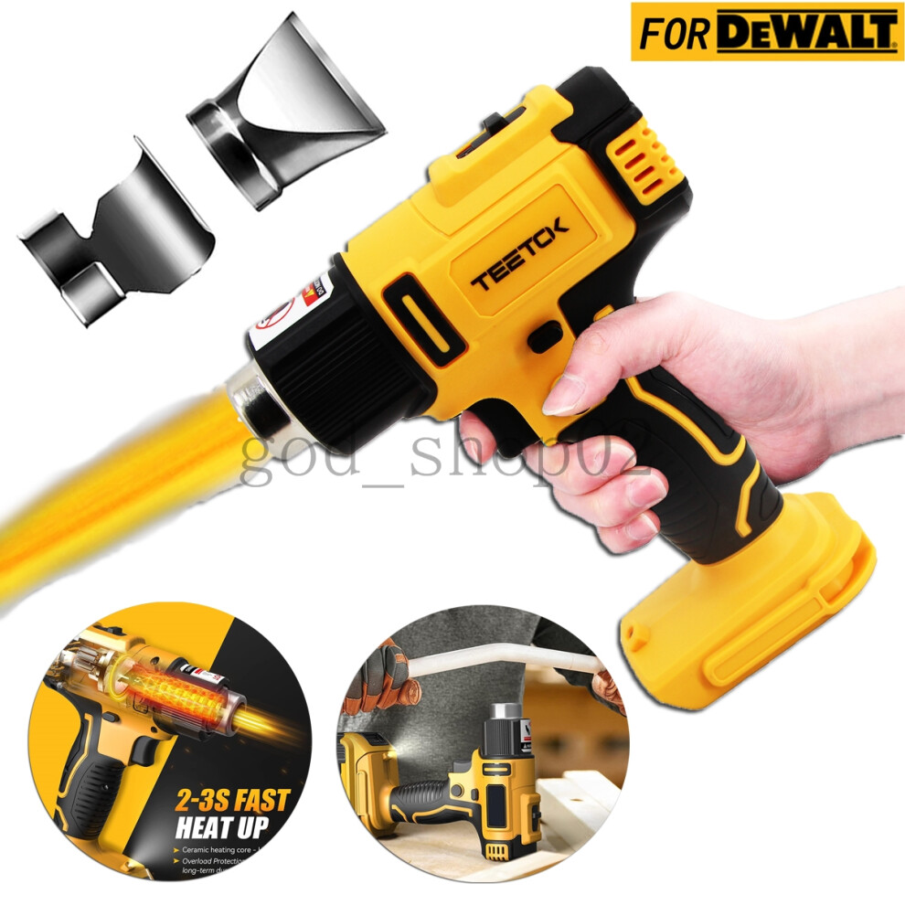 Cordless Heat Gun Hot Air Gun 2 Nozzles 2-Temp Settings Naked-Compatible with DEWALT 20V Max Battery