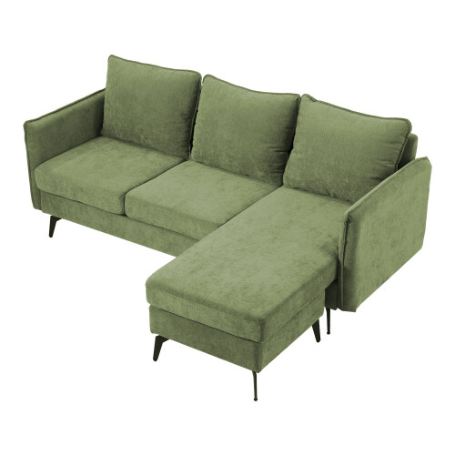 Living And Home 3-Seater Green Upholstered Corner Sectional Sofa 2