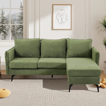 3-Seater Green Upholstered Corner Sectional Sofa