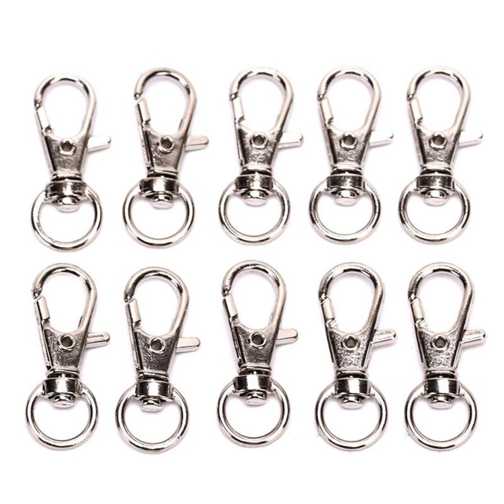 (silver) 10pc Practical Diy Jewelry Findings Swivel Clips Snap Lobster Clasp Hook Key Ring Hooks