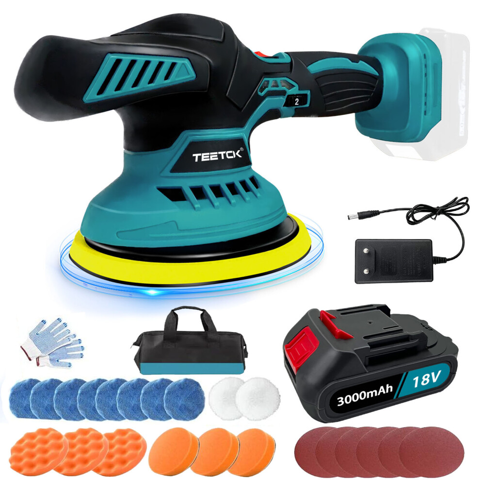 6"Cordless Car Polisher Buffer Sander Pads+Battery-Makita Compatible