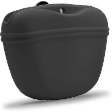 (Black)Dog Treat Pouch, Silicone Dog Treat Bag With Magnetic Closure And Waist Clip Portable Treat Training