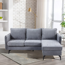 3-Seater Grey Upholstered Corner Sectional Sofa