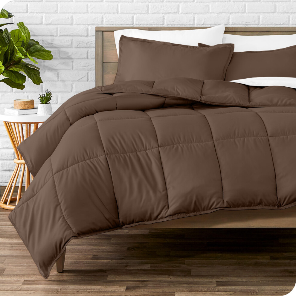 Ensemble de couette Bare Home - Queen Size - Ultra doux - Alternative au duvet d'oie - Série Premium 1800 - Chaleur toutes saisons (Queen Cocoa)