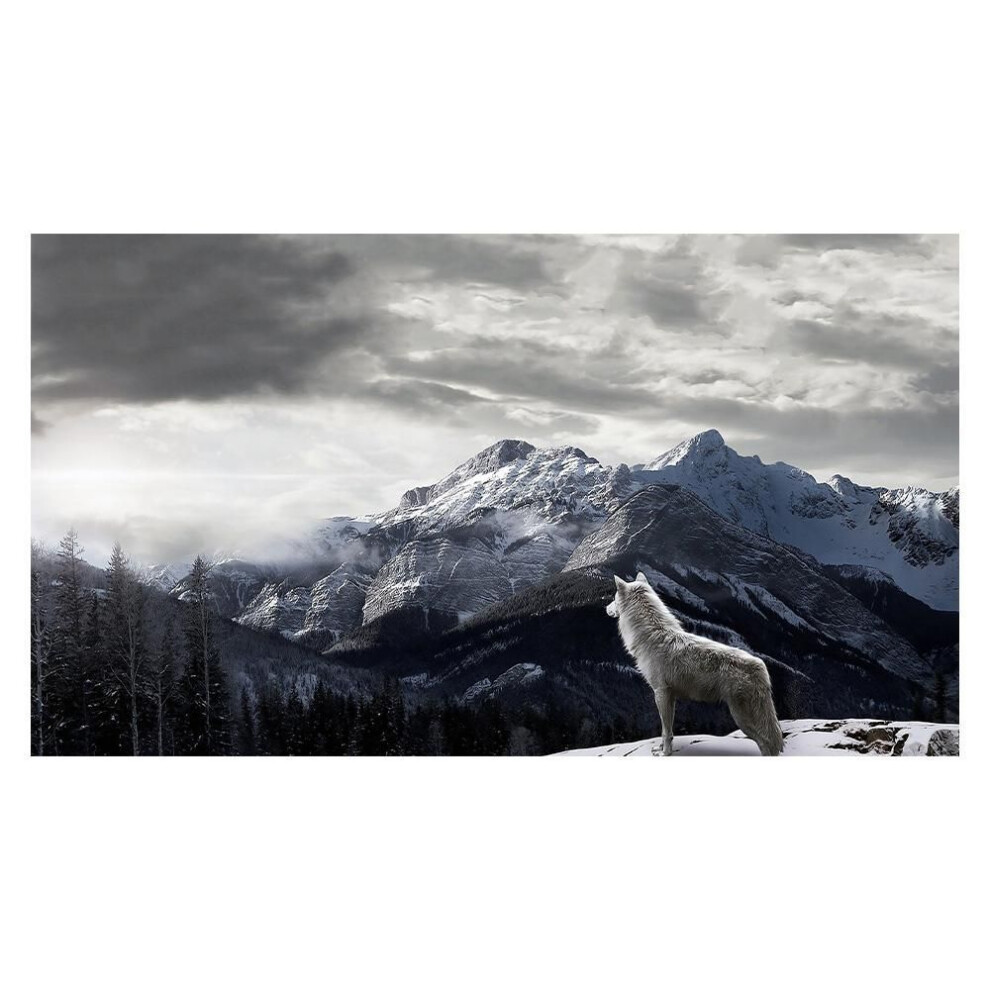 (white, 40x80cm) Modern Canvas Painting Snow Mountain Wolf Poster Wall Art Picture For Living Room Cuadros Home Decor Hd Printed Artwork No Frame