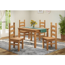 Corona 4'0" Dining Table & 4 Chairs Solid Pine Furniture