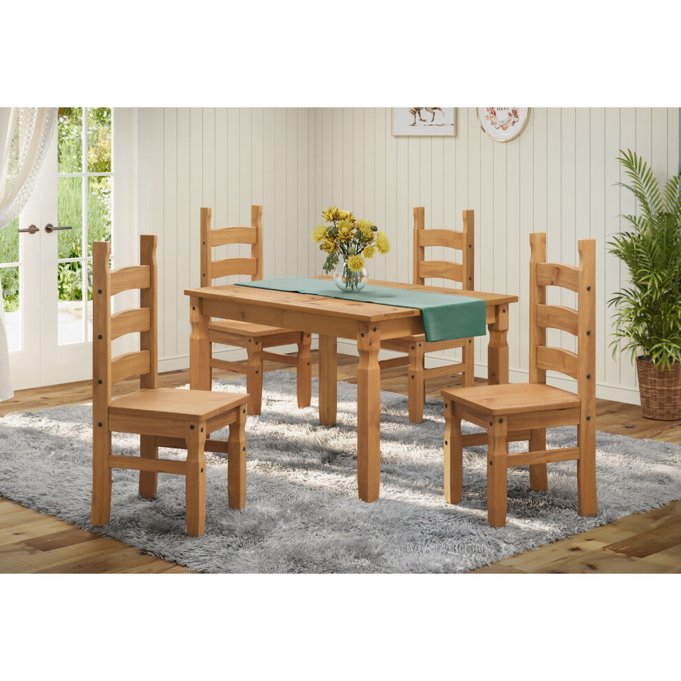 Corona 4'0" Dining Table & 4 Chairs Solid Pine Furniture