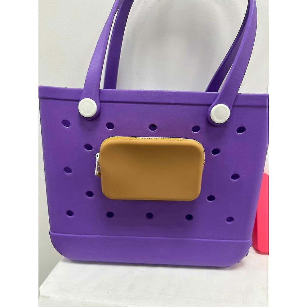 (Khaki) Silicone Phone Holder For Bogg Bag, Soft Silicone Insert Wallet Charm For Bogg Bags Accessories, Attachment For Bogg Beach Bags Tote Bag 5778930883783