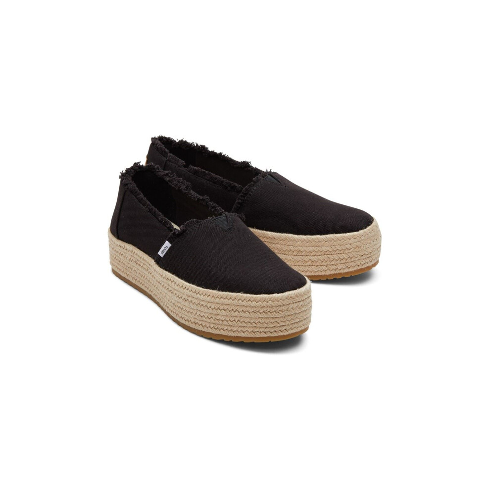 (Black, 8 (Adults')) TOMS Valencia 100% Cotton Women's Black Espadrilles