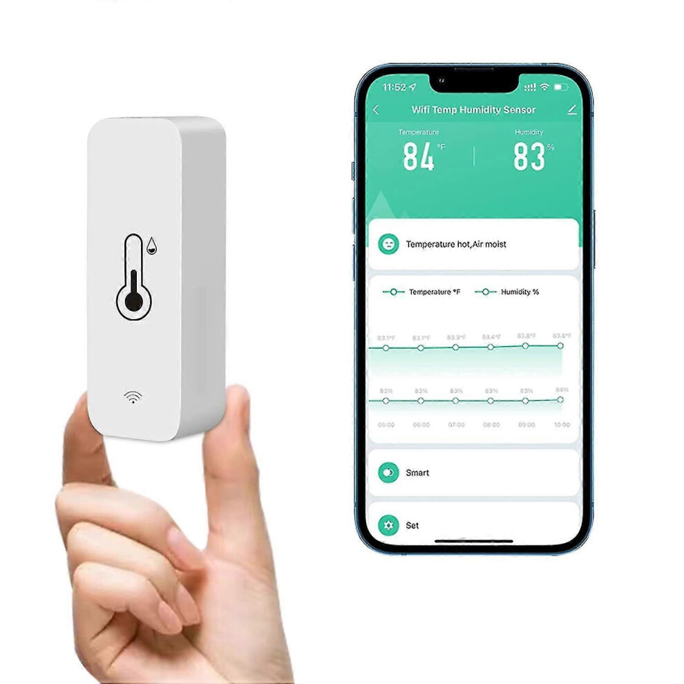 Wifi Thermometer Hygrometer Sensor, Wireless Home Temperature And Humidity Monitor Real-Time Remote Monitoring Smart Thermohygrometer With Data Storag 5778930935918