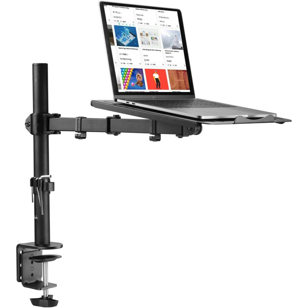 (Black) Laptop Desk Arm Monitor Arm with Laptop Tray, Adjustable Laptop Desk Stand for 13 to 27 Inch LCD LED Screen or up to 15.6 Inch Laptop (MD6421TP004)