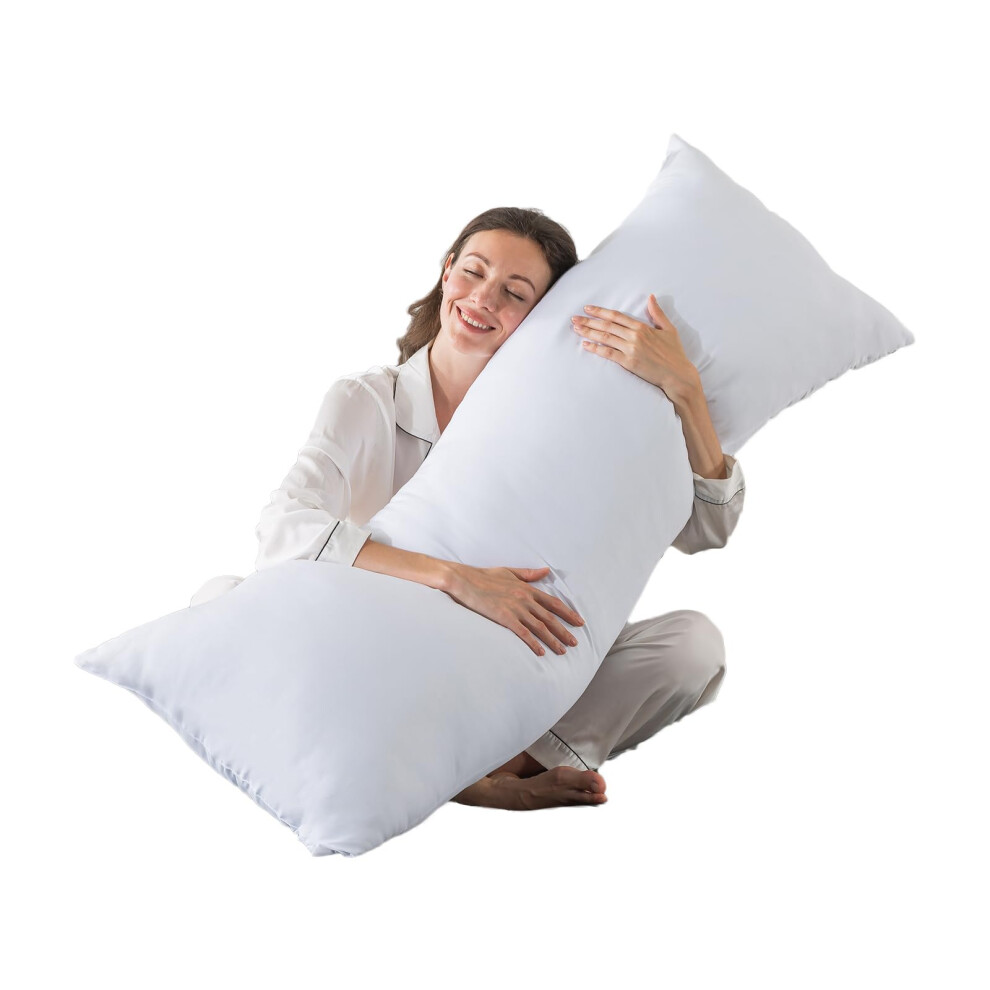 Oreiller BedTreat pour adultes - Oreiller doux et moelleux pour dormir sur le c   t    - Oreiller long et respirant (20 x 54 cm, blanc)