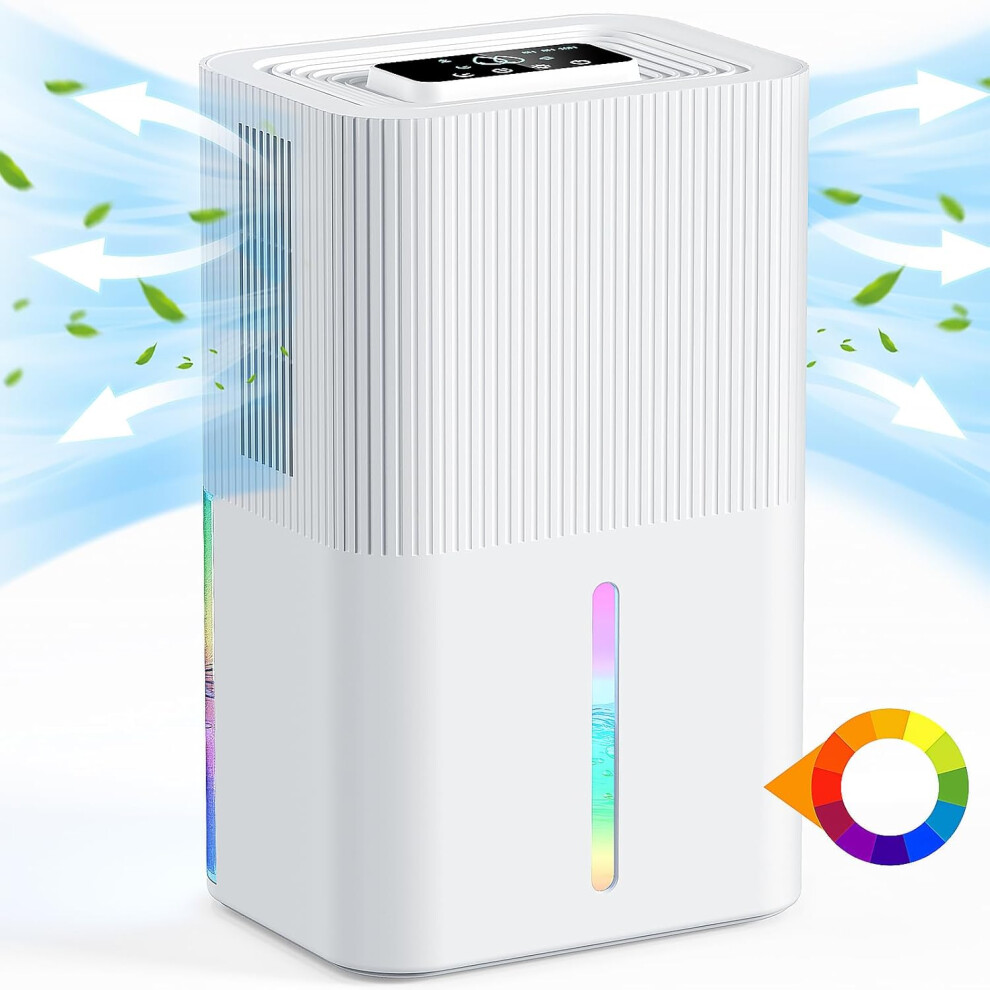 Quiet & Portable Air Dehumidifier for Bedroom Mould, Damp & Moisture - with 10-Hour Timer, Auto Shut-Off & LED Changing Lights Dehumidifiers