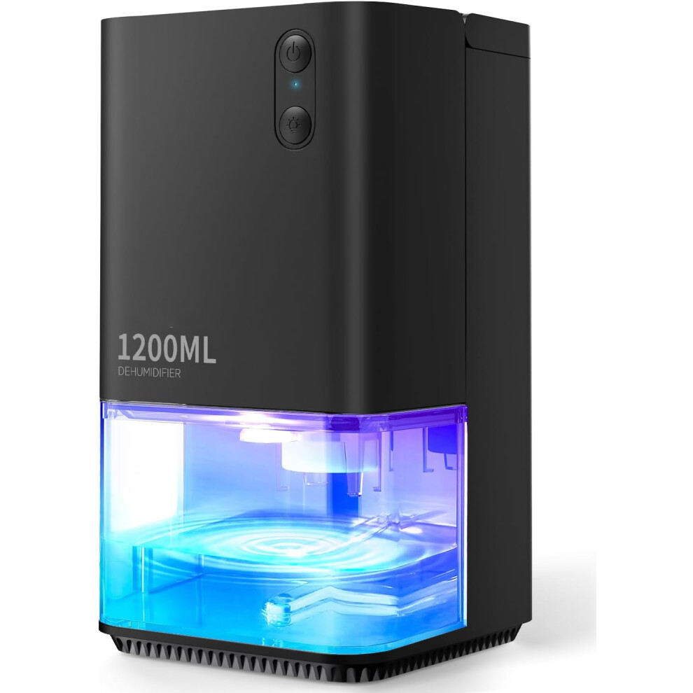 (Black) 1200ml Small Dehumidifiers for Bedroom with Quiet 7 Lights Auto Shut off, Portable Dehumidifier with Handle for Bathroom RV (Black)