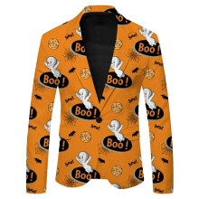 Blazer pour hommes (M, Orange) - Veste de costume graphique citrouille, idÃale pour Noël, Halloween, dÃners et mariages