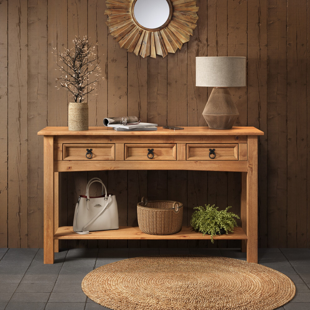 Corona 3 Drawer Console Table Solid Pine Furniture