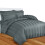 (Single, Charcoal) 4PC Stripe Duvet Quilt Cover Luxury Hotel Quality Bedding Set 2