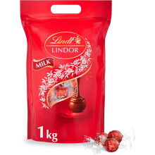 Lindt Lindor Milk Chocolate Truffles Bag Approx 80 balls 1kg Smooth Melting Filling Gift Present or Sharing Box Easter Birthday Congratulations