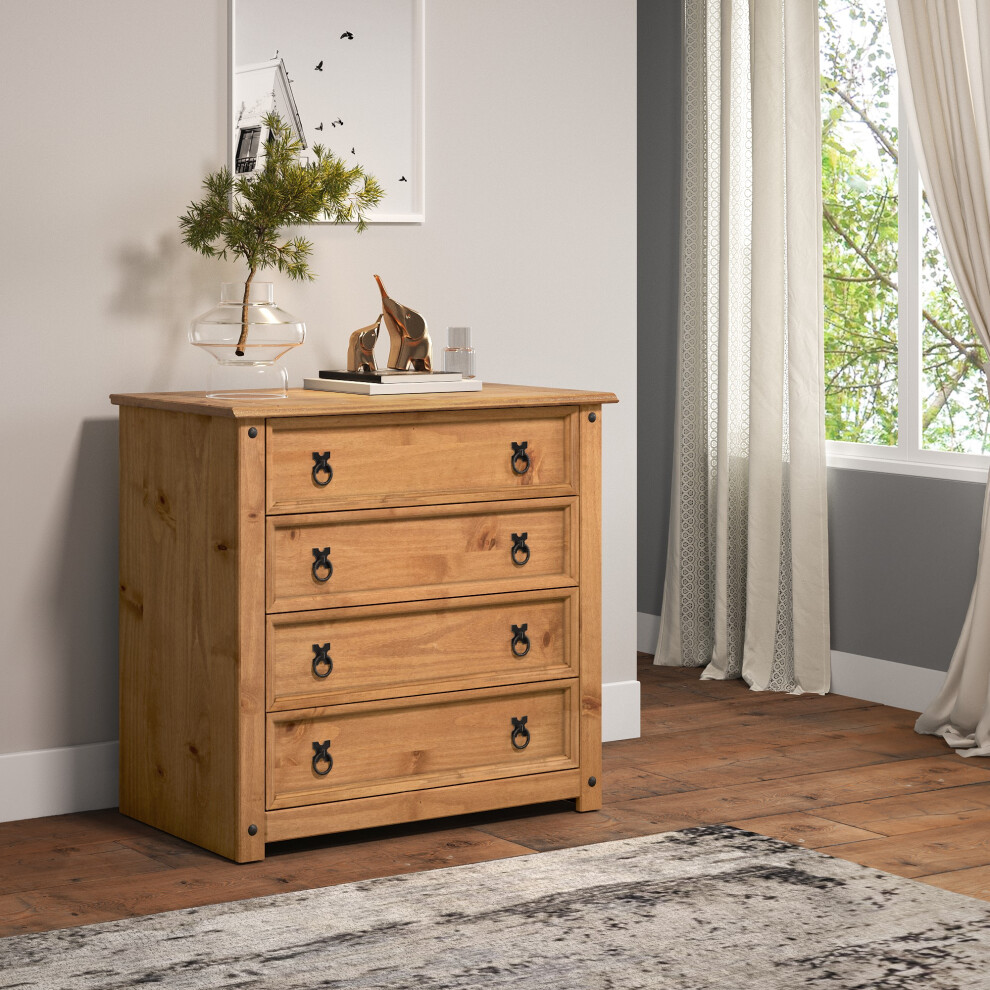 Mercers Furniture Corona Small 4 Drawer Chest Solid Pine Bedroom Furniture