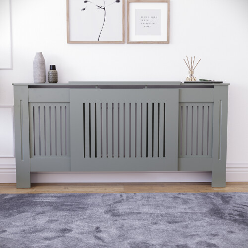Vida Designs (Adjustable) Vida Designs Chelsea Radiator Cover Heating Guard Grey 2