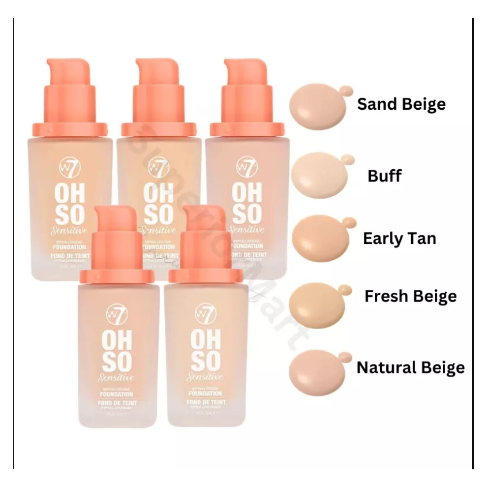 W7 Oh So Sensitive Foundation Liquid Face Pale Fair Natural Beige