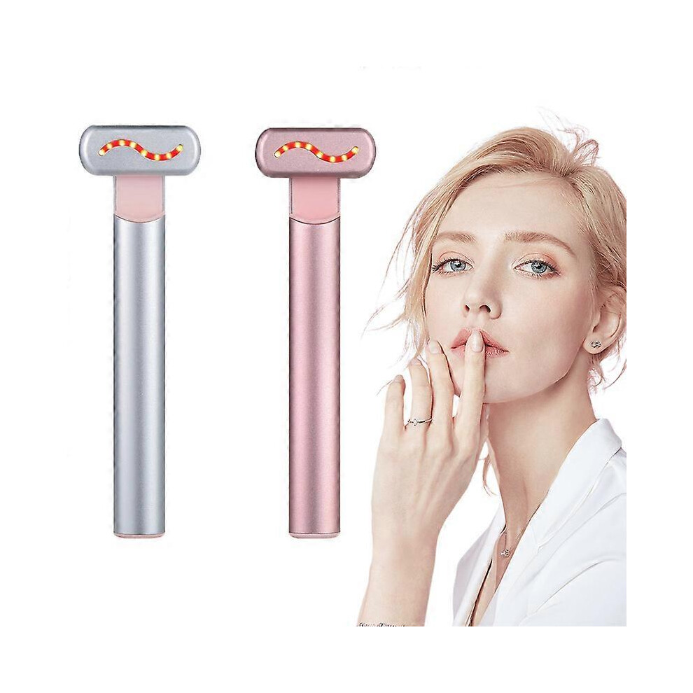 (Silver) Bio Microelectricity RF Eye Lifting Wand for Eye Face&Neck Beauty Massager 4-in-1 Microcurrent Facial Device Anti-Aging Devices