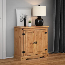 Mercers Furniture Corona 2-Door Solid Pine Sideboard Cupboard - Traditional Mexican Style, Antique Wax Finish, Self-Assembly