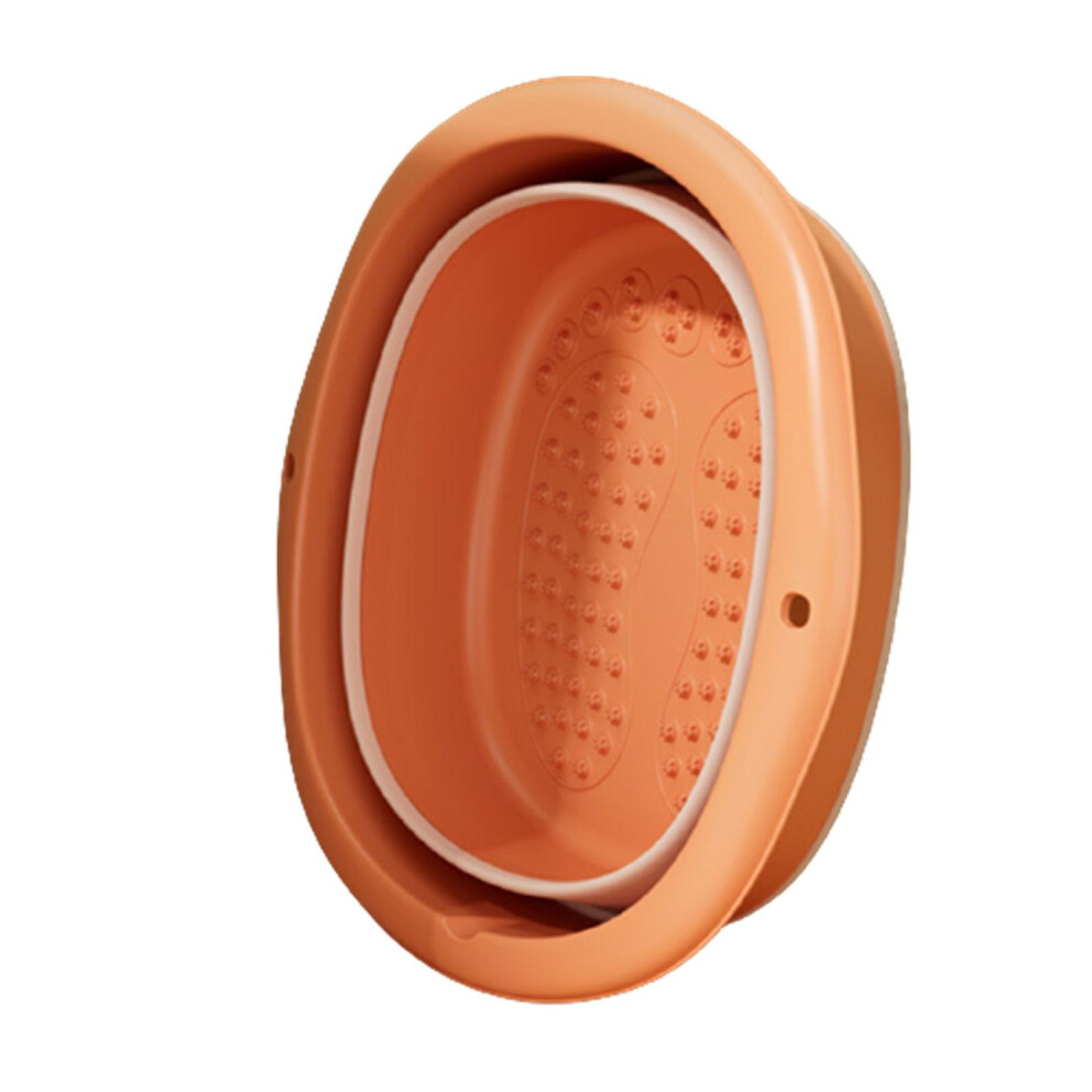 (Orange, Without Cover) Foldable Foot Spa Bucket Multipurpose Foot Bath Massage Barrel Professional Feet Heath Care Supplies