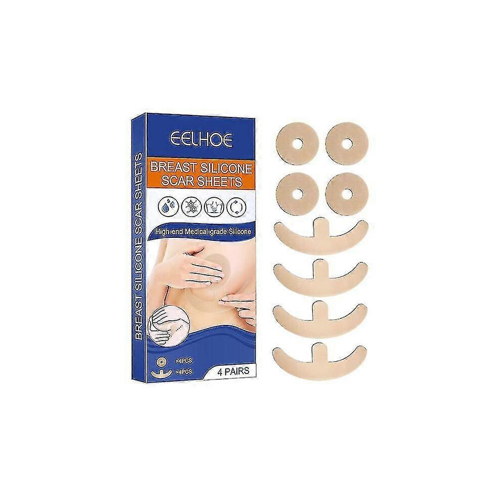 Silicone Scar Sheets Silicone Scar Sheets for Breast 8 Pack Breast Reduction After Surgery for Scars, Scar Removal Sheets, 4 Areola Soft Strips 4 An F