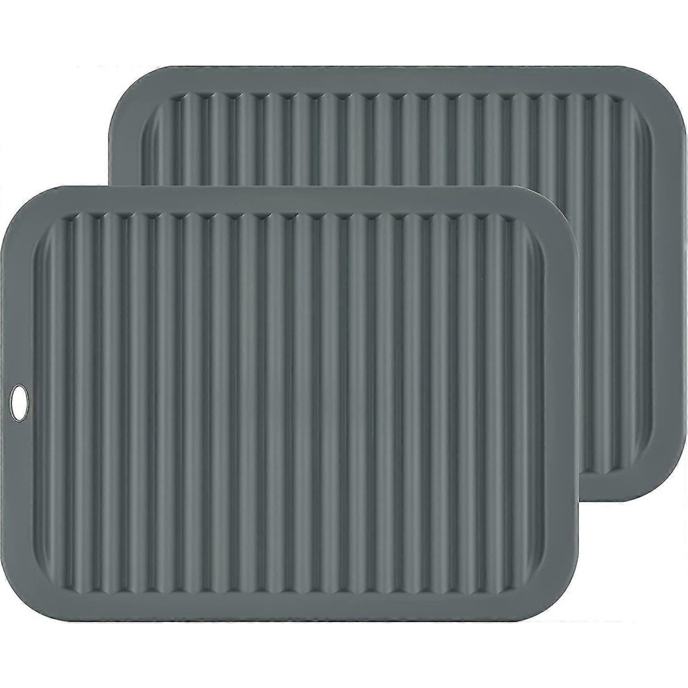 Trivets Mats Premium 9"x12" Big Silicone Table Mats Trivets for Hot Dishes,pots And Pans - Waterproof Trivet Mat, Gray(set Of 2)