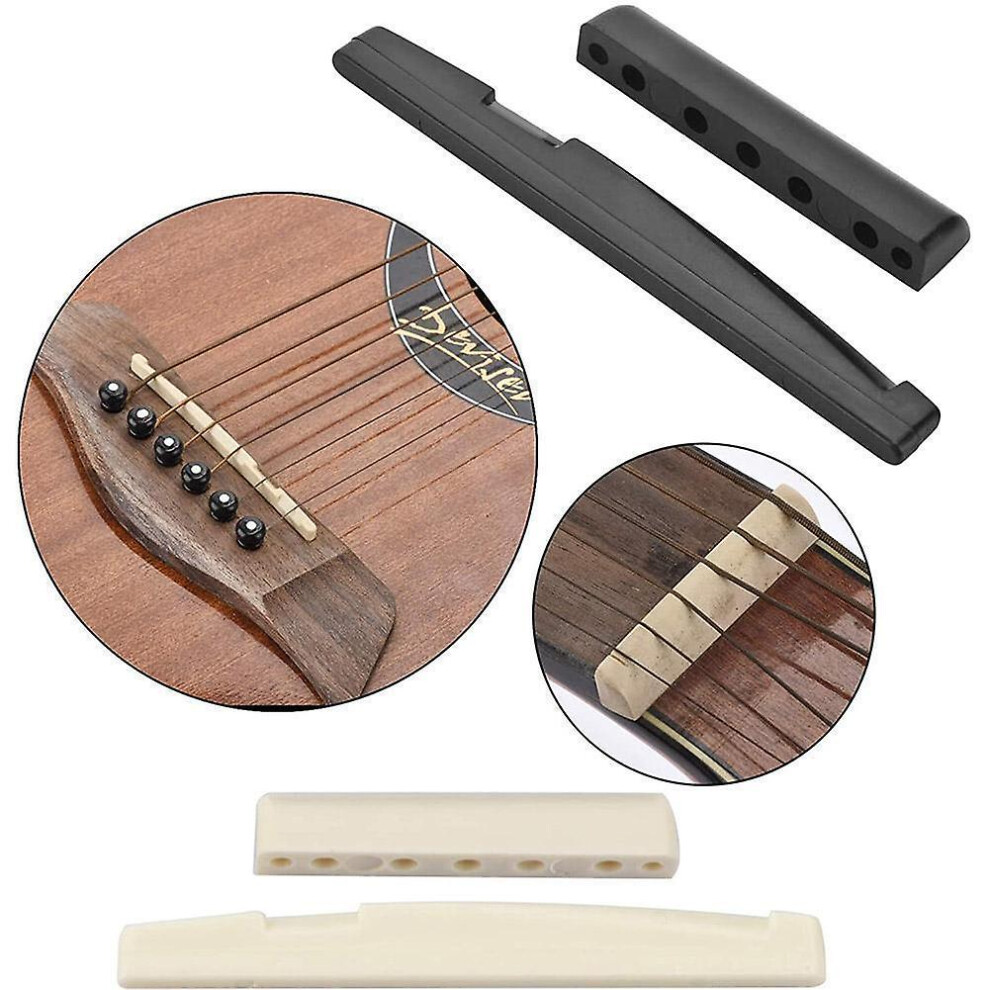 (White) Buffalo Bone Bridge Saddle And Slotted Nut For 6 String Acoustic Guitar F.c Q3x