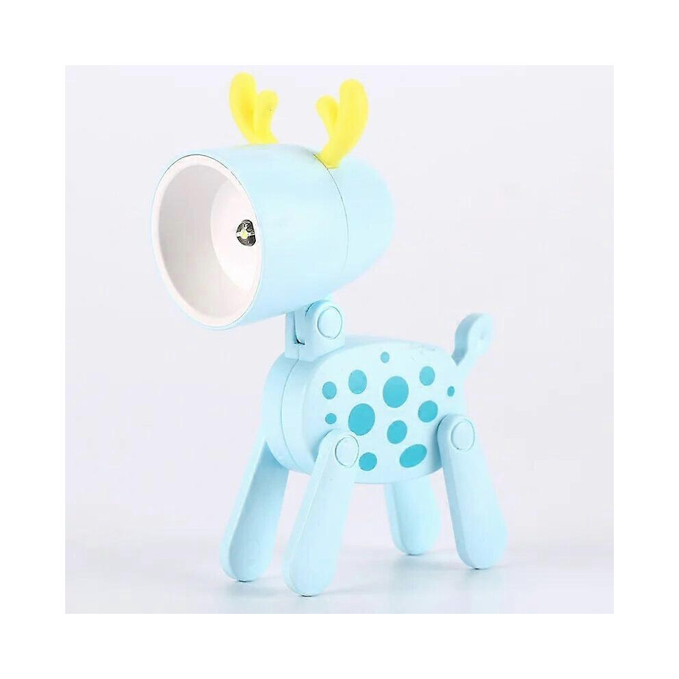 (B Blue deer) LED Night Light Mini Folding Desk Lamp Cute Pet Lights Dog Deer Portable Night Light Student Living Room Decor Gift