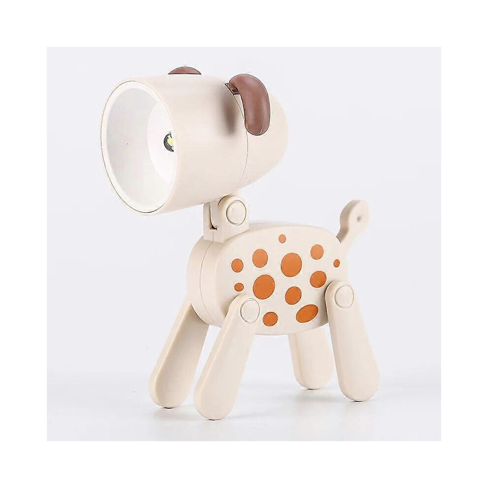 (B Off white dog) LED Night Light Mini Folding Desk Lamp Cute Pet Lights Dog Deer Portable Night Light Student Living Room Decor Gift