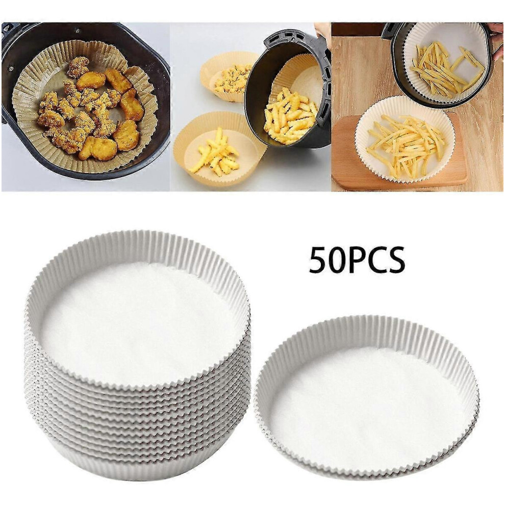 Air Fryer Special Paper Tray Oil-absorbing Paper Baking Pad Paper Support Oil-proof Oven Food Oil-absorbing Paper Large Household (white) (50pcs)