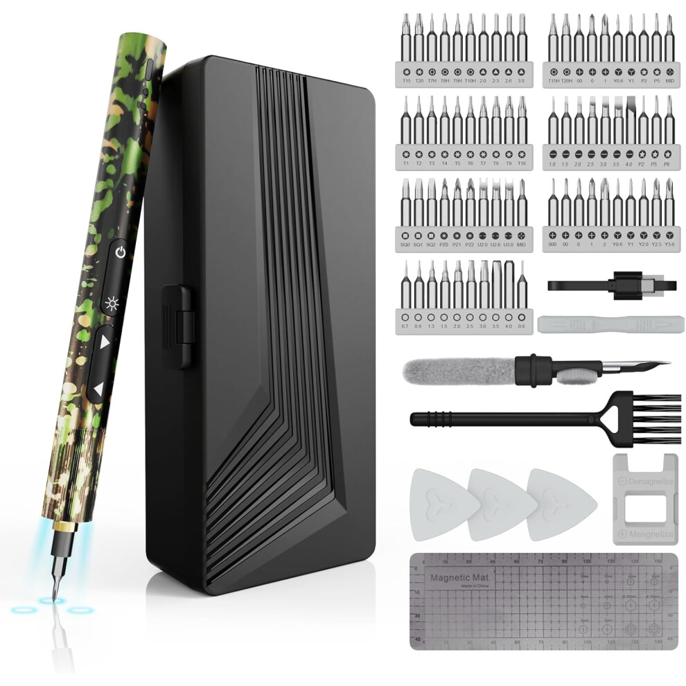 (Green 78 in 1) Electric Screwdriver 78 in 1 Mini Electric Screwdriver with 70 Pieces Set, Cordless Power Screwdriver Electric Precision Screwdriver Set