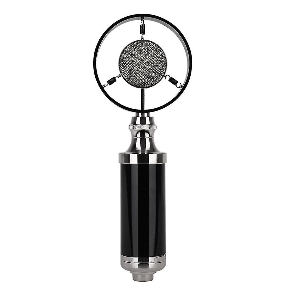 Professional Condenser Wired Vintage Recording Studio Microphone for Live Broadcast Black - KHW