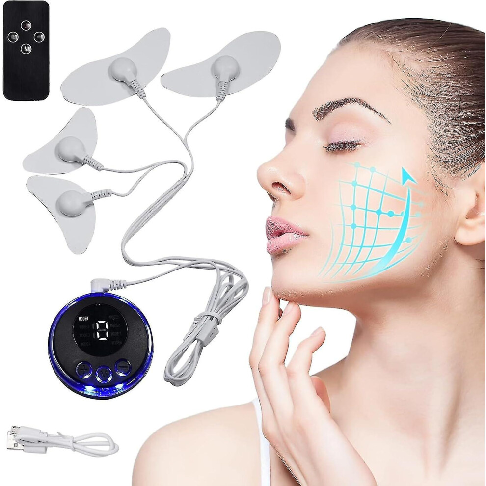 Electric Facial Massager, EMS Facial Massager, Face Massage Device, with Patch Pads EMS Stimulation Muscle Massager 8 Modes, for Facial Massage, Skin