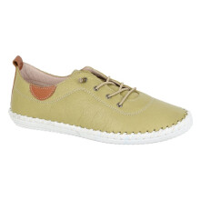 (UK Size 8, Pistachio Green) Mod Comfys L662 Ladies Soft Leather Comfort Elastic Lace Fashion Casual Shoes