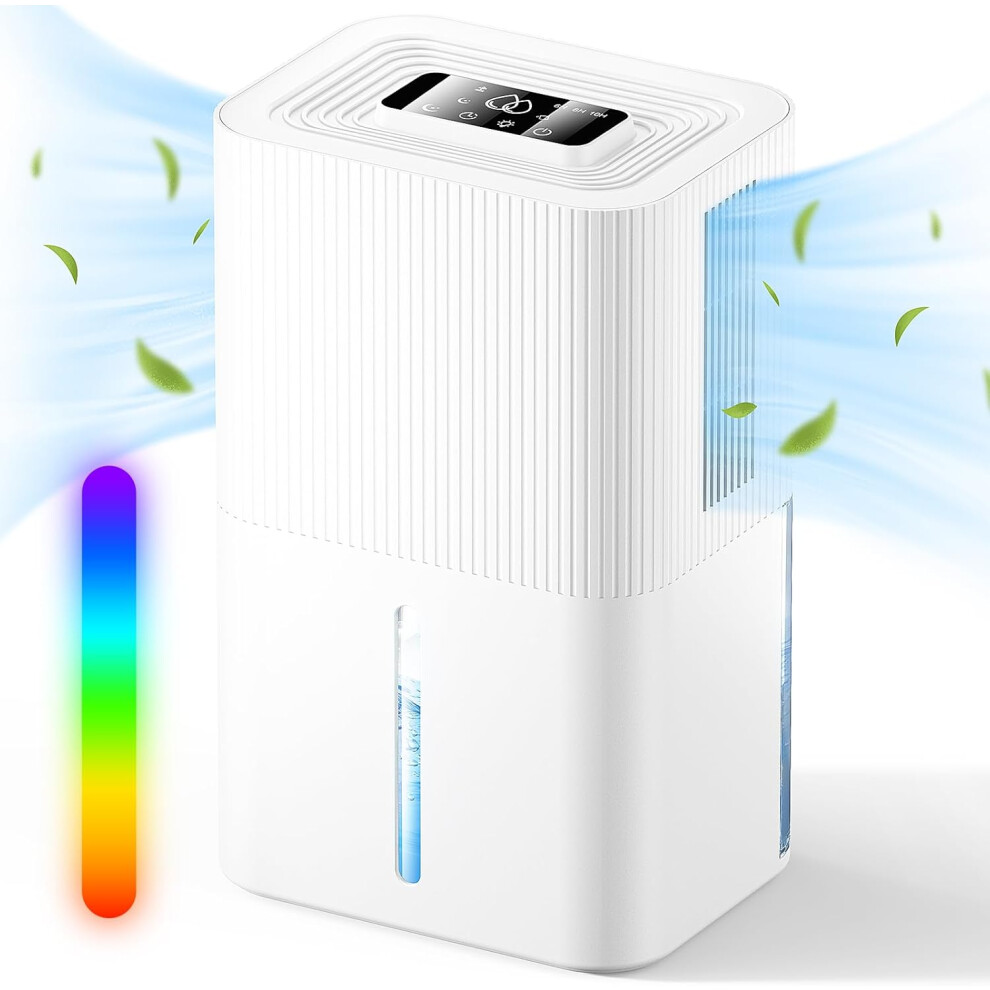 Drying Clothes Electric with Ultra Quiet & Auto Shut off 7 Colorful LED Portable Dehumidifier for Wardrobe Bathroom Closet RV Garage