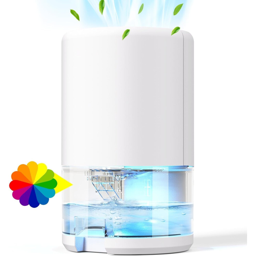 (C-white-02) Dehumidifiers for Home, Auto Off & RGB Lights Portable Dehumidifier, Ultra Quiet Dehumidifiers for Drying Clothes, Wardrobe, Bedroom, Bathroom