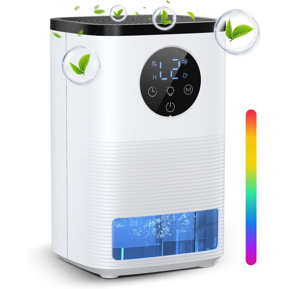 Drying Clothes 2 Mode Auto Shut Off & 24H Timer Touch Control 7-Color Lights Quiet Dehumidifier for Bedroom Bathroom Basements Closet RV